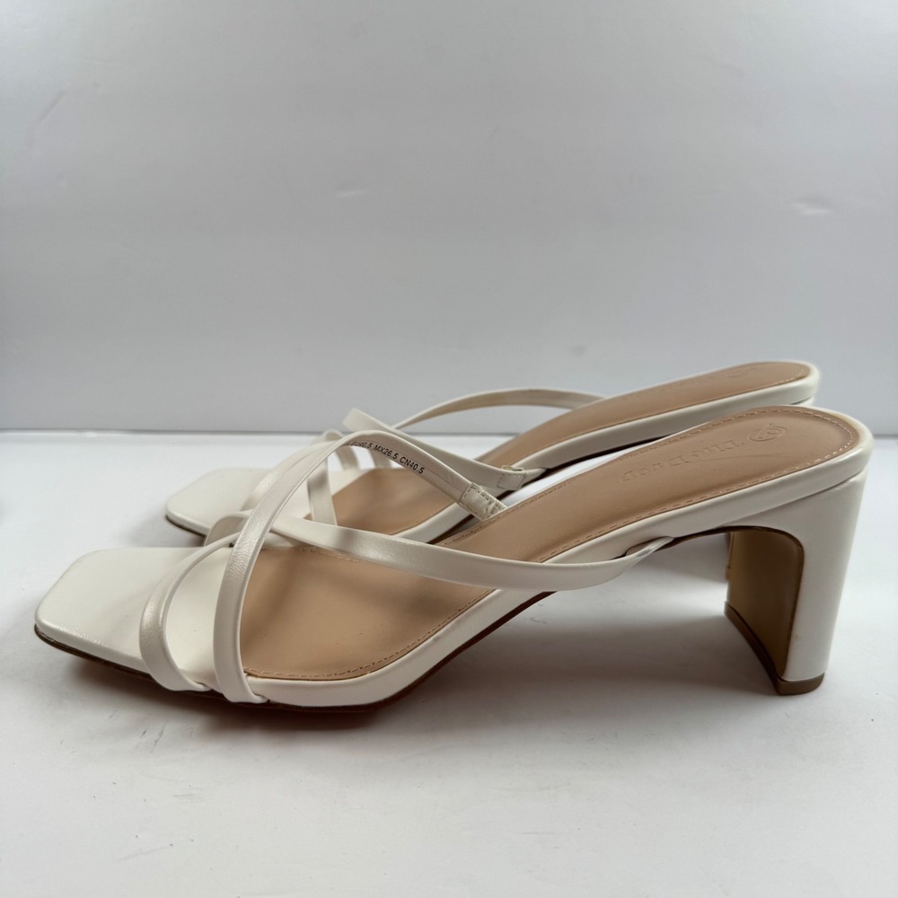 The Drop Avery White‎ Strappy Square Toe Block Heel Sandals Womens 9.5